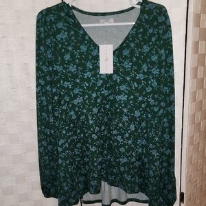 True Craft Green Relaxed Blouse M NWT